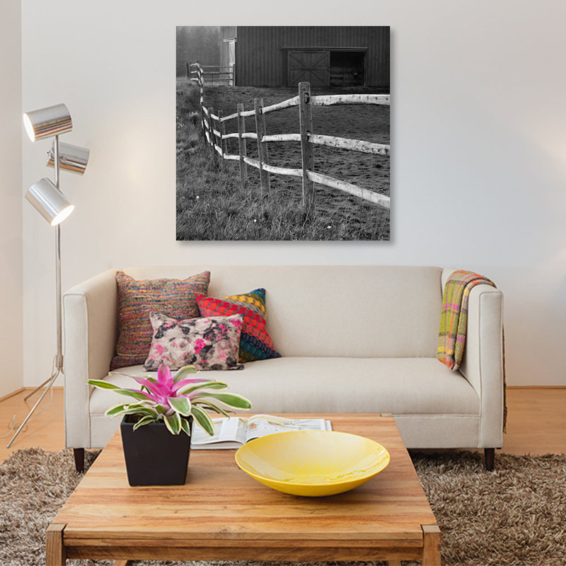 «Barn Fence», photographie sur toile, H 37 po x l 37 po x P 1,5 po, Pas de tapis, Toile tendue