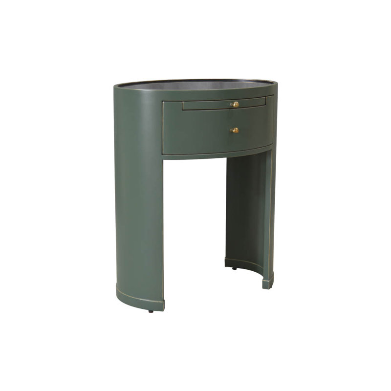 Coppess 55cm W Solid Wood Bedside Table, Green