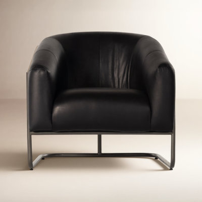 Pereda Genuine Leather Barrel Chair