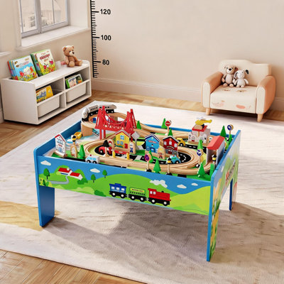 78 Piece 4-in-1 Wooden Train Table