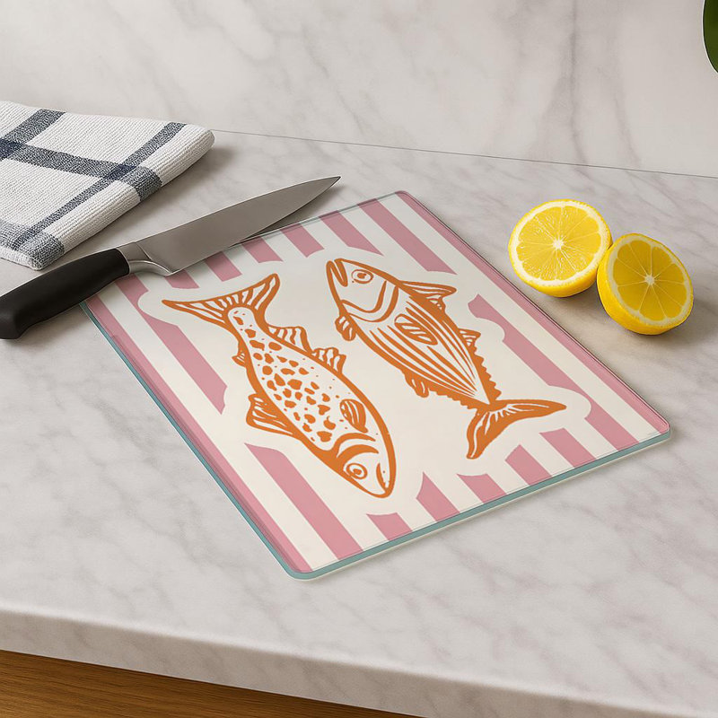Premium Tempered Glass Cutting Board, 11.8 x 15.7 inches | 100% Antibacterial, Easy Clean Design with Non-Slip Silicone Feet | Ideal for Safe Food Preparation in Kitchen, Stylish & Functional