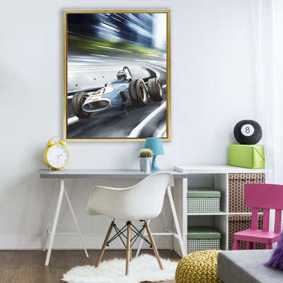 Speeding Racecar Driver Floating Frame, design by Christine Simpson Art