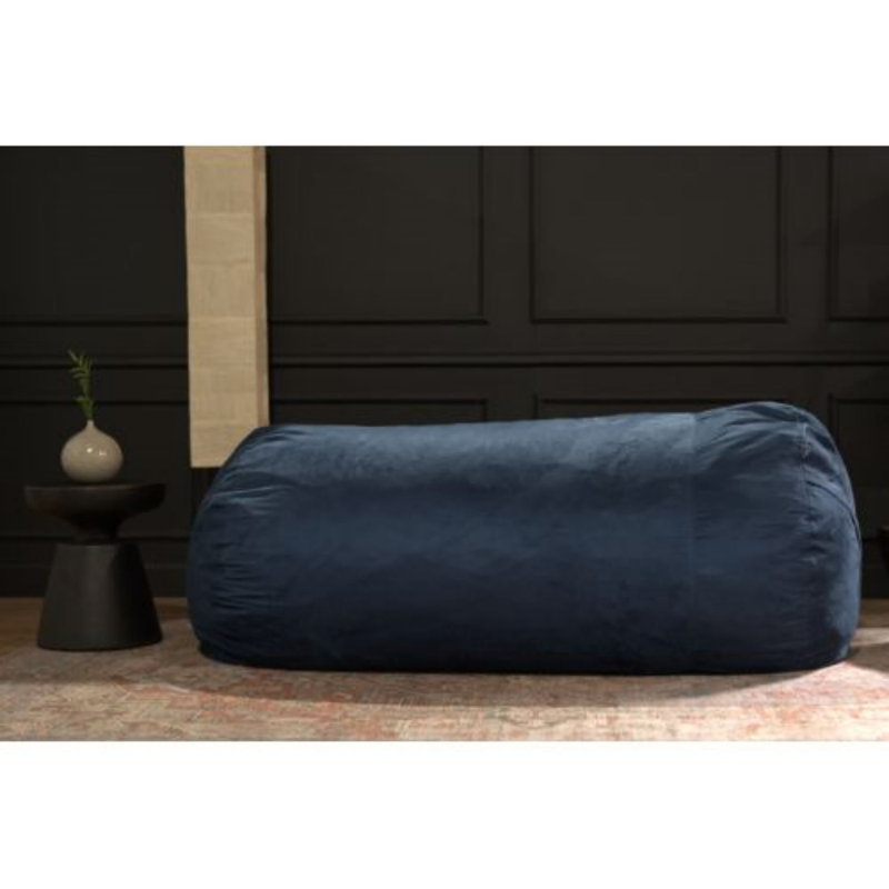 Comfortable Suede Bean Bag for Relaxation and Stylish Décor, Blue Microfiber, 30" H x 84" W x 48" D