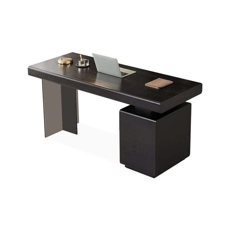 Bureau rectangulaire en bois manufacturé noir, H 29,53 po x l 55,12 po x P 25,59 po