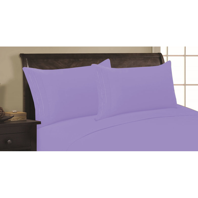  Embossed Stripe Brushed Microfiber Pillowcase Set, Lilac, King Pillowcase