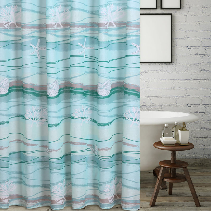 Maui Ocean Blue Polyester Beach Theme Shower Curtain 72" x 72"