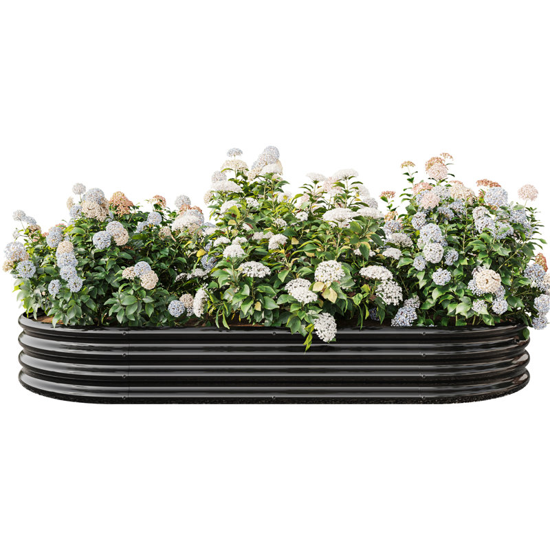 Metal Raised Garden Bed In Black, 87.51"X43.77"X11.17", For Plants & Veggies, Material, Open Base Black Bed, 88.99"X43.77"X11.17", Veggies Flowers, Rust Finish, Generous Space