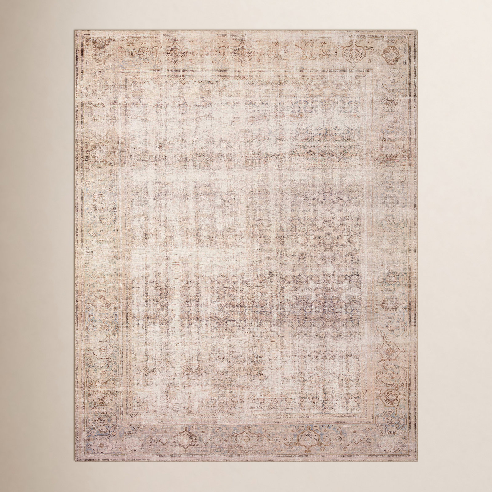 Georgie Oriental Ocean/Sand Area Rug, Square 1'6"