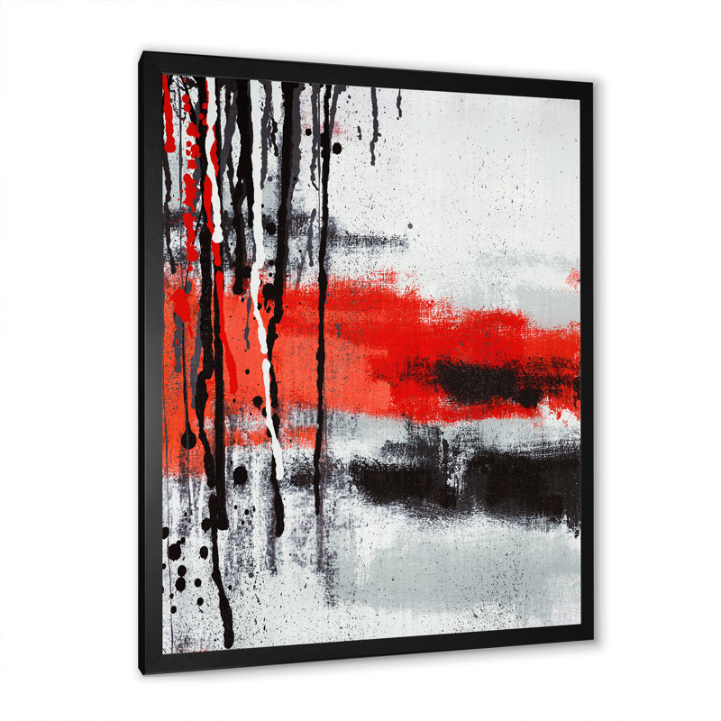 Grunge rouge et noir à la dérive - Peinture, Cadre photo noir, H 20 po x l 12 po x P 1 po