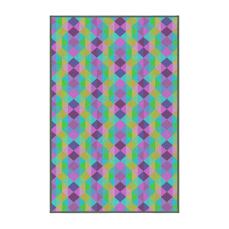 Tapis vert/rose/mauve à motifs Ingvild, Rectangle 4 pi x 6 pi