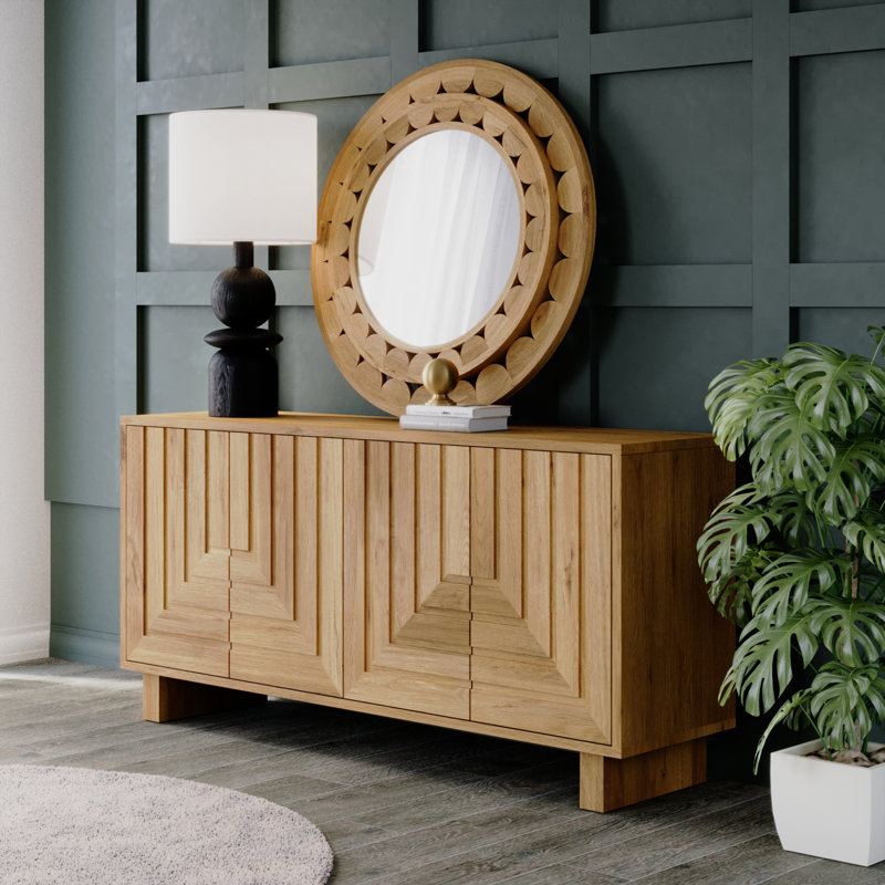 Sumi Elegance 68'' White Oak Geometric Sideboard