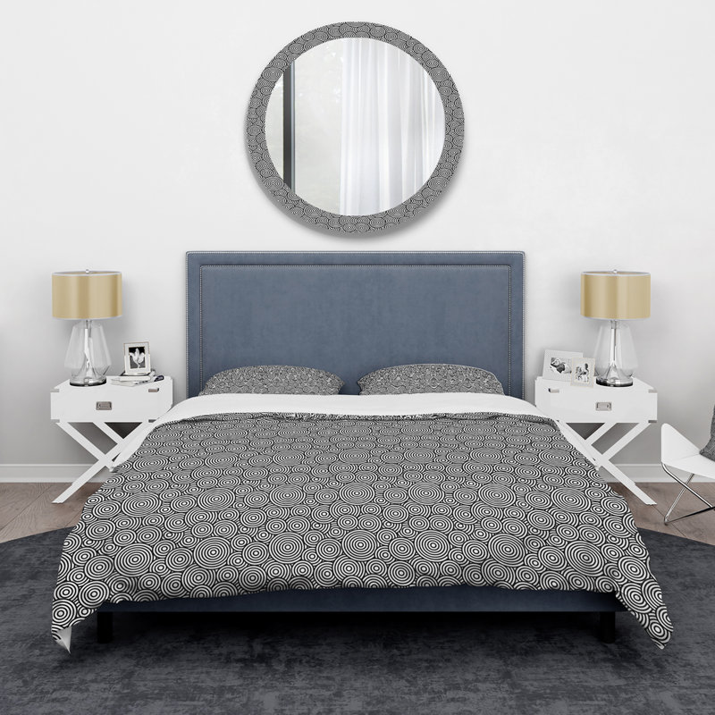 Ensemble de housse de couette moderne géométrique monochrome en polyester microfibre monochrome