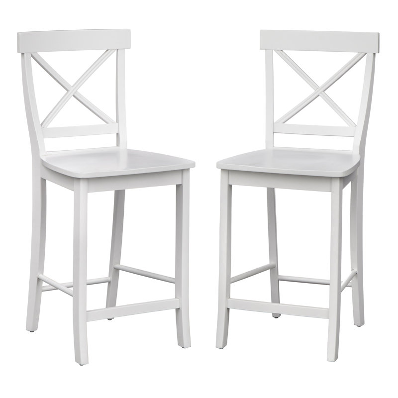 Winsley Counter Stool with Solid Wood Frame, White