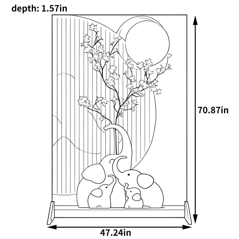 Paravent à panneau simple Maciel, H 70,87 po x l 47,24 po x P 1,57 po