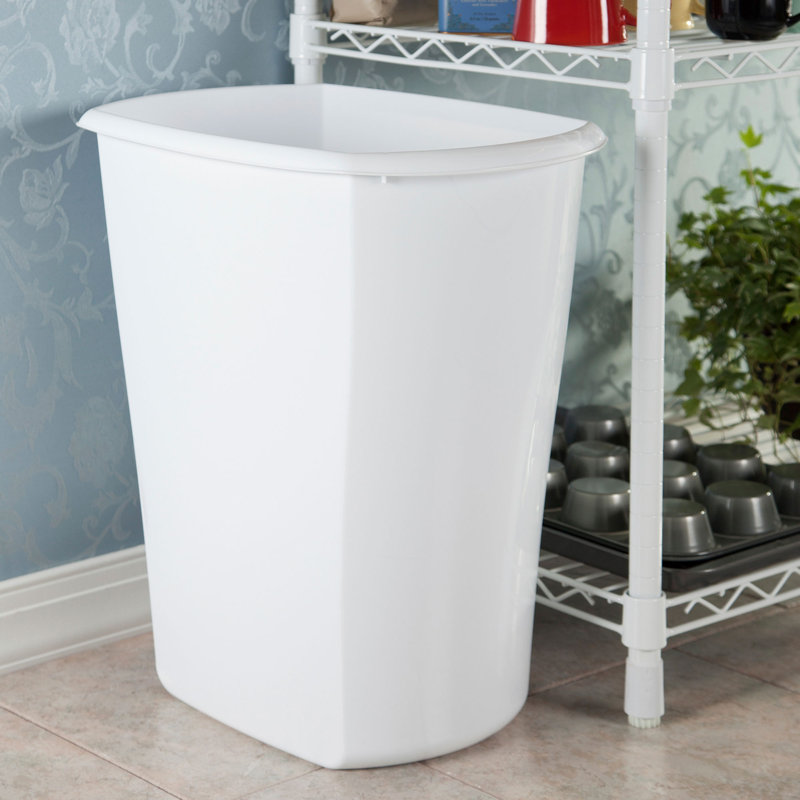 Sterilite White Ultra Plastic Wastebasket Trash Can, 15.87'' H x 10" W x 15" D, 12