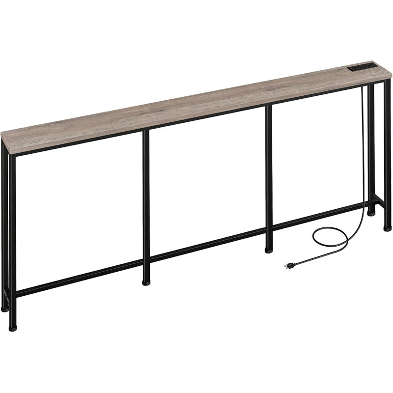 Narrow Console Table With Fast Charging Station, USB-C Ports, And AC Outlets, Behind Sofa Table For Living Room And Entryway