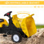 Excavatrice autoportante classique en PP et en métal jaune avec pelle avant manuelle et pédale