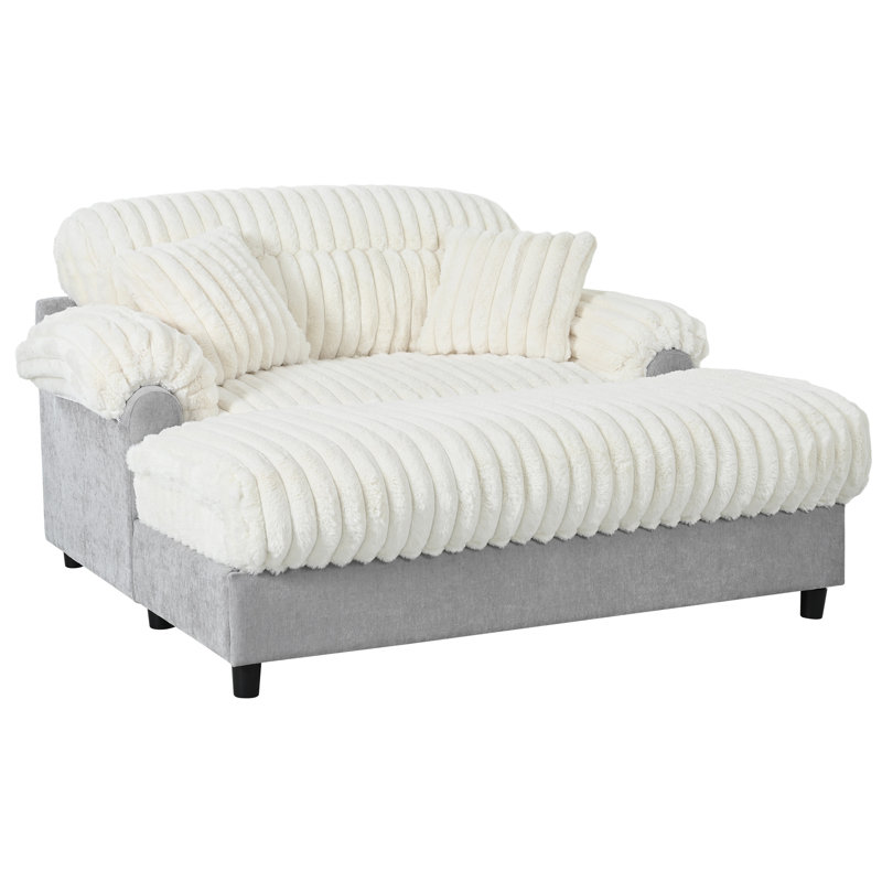 Canapé-lit moderne avec méridienne 65,25 po Cloud, Beige