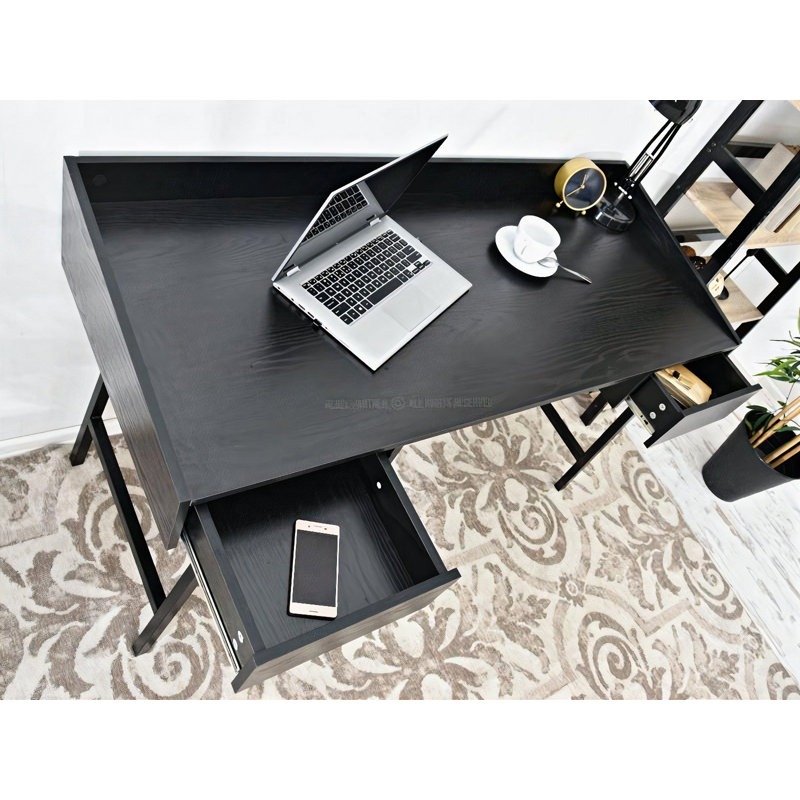 Seaway Metal Base Writing Desk, Black, Black