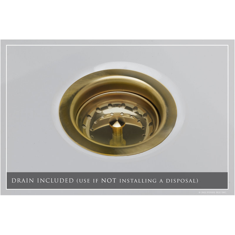 Luxury 33" L x 20" W Double Basin Undermount Kitchen Sink with Basket Strainer, Brushed Brass Accessories