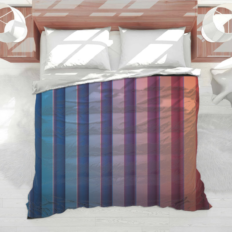 Blue Pink Vertical Stripes Comforter, Twin