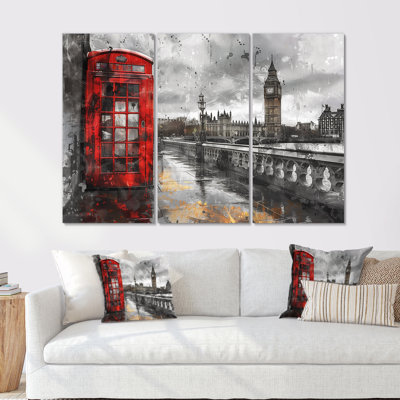 Red Telephone Booth With Big Ben Of London I - City London Wall Ar Wall Art Set