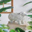 Figurine de mouton en magnésium 45,7 x 24,1 x 35,6 cm (18 x 9,5 x 14 pouces) avec finition blanche et grise patinée, décor de jardin vintage-95526955