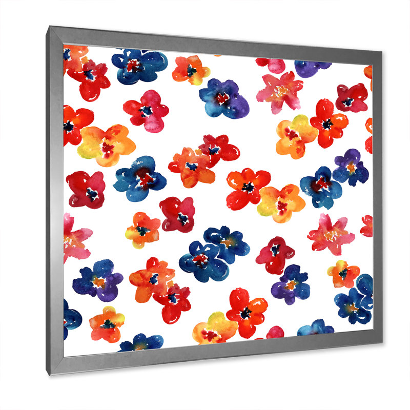 Motif de fleurs colorées d'été II - décoration murale en toile à motifs, Impression argent sur toile encadrée
