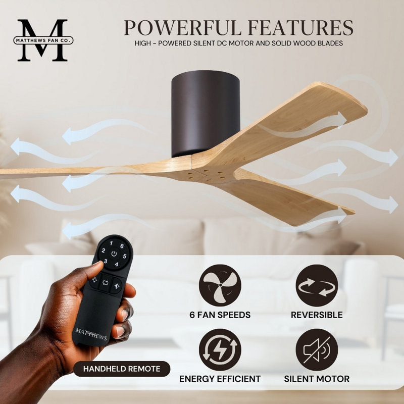 Irene Ceiling Fan, Textured Bronze, Light Maple Tone, 60"