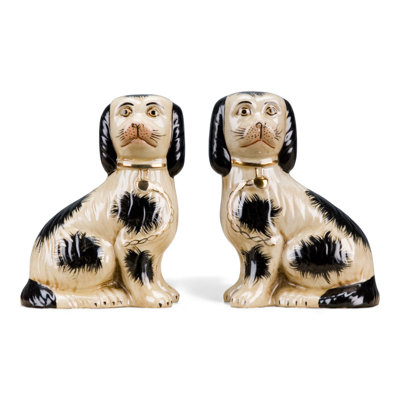 Staffordshire Style Black Dog Figurines Pair