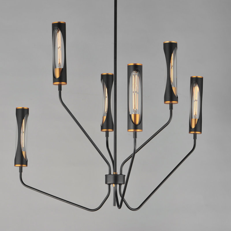 Regent-Multi-Tier Chandelier, Black/Antique Brass