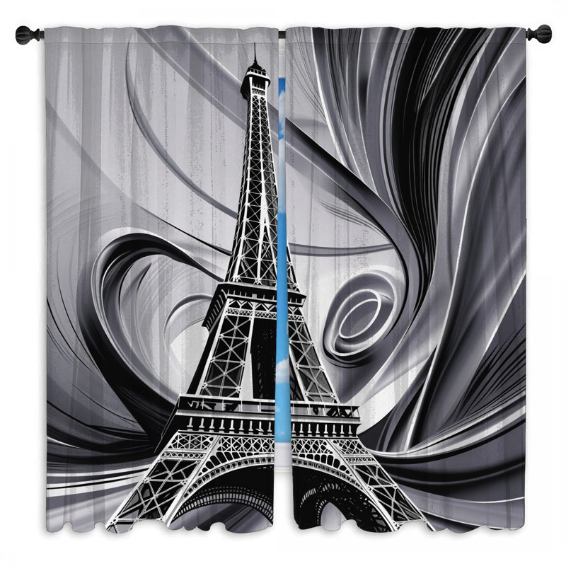 Rideaux de fenêtre EiffelTower, 20 po x 50 po - 2 panneaux, Transparent