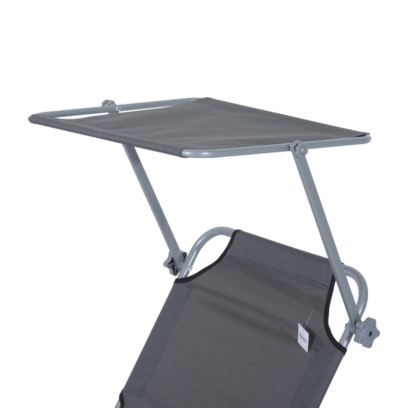 Beach Chair With Adjustable And Space Design - Grey Lounge Stable Structure Sun Shade