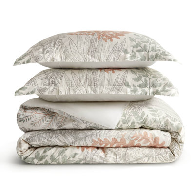 Luxury 3-piece Cotton Sateen Bedding Set, Multicolor Botanical Design, Full/queen