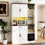 Rangement de cuisine 71 po avec support interne pour porte, tablettes réglables et prise de courant - Buffet garde-manger Smart Design, support en verre, solution multifonction AC