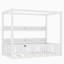 Lit à baldaquin simple avec garde-corps, lit en bois massif avec tablettes, cadre de lit Montessori pour enfants, garçons, filles, sans sommier, blanc-479011983-479011953