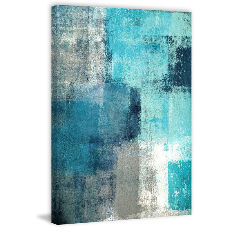 «Meditation in Teal II», reproduction d'aquarelle sur toile tendue, H 60 po x l 40po x P 1,5 po