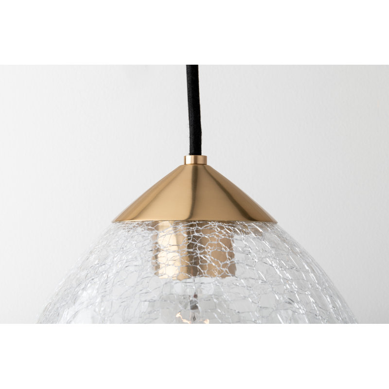 Luminaire suspendu en forme de cloche à 1 lumière Maya, Laiton vieilli, H 7,75 po x l 9 po x P 9 po