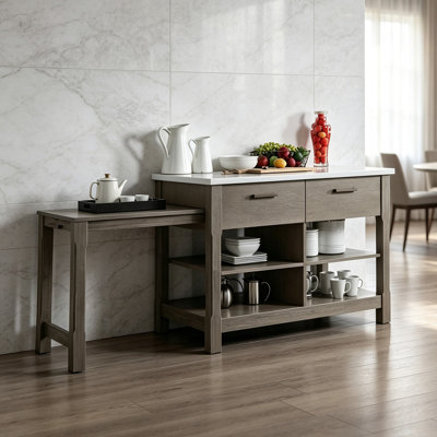 Buffet de cuisine de 50 pouces avec table d'appoint rétractable