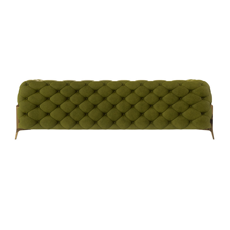 Chesterfield Hanks Sofa Set 3+2+1 with Gold Metal Legs, Olive