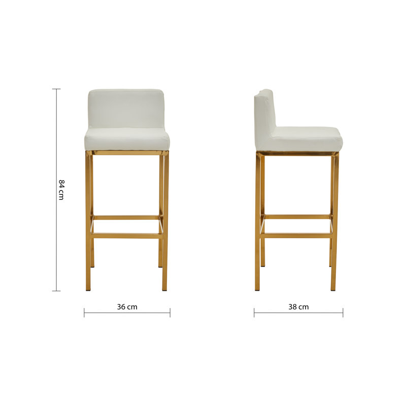 Madeline Upholstered Counter Stool with Metal Frame, Black, Gold