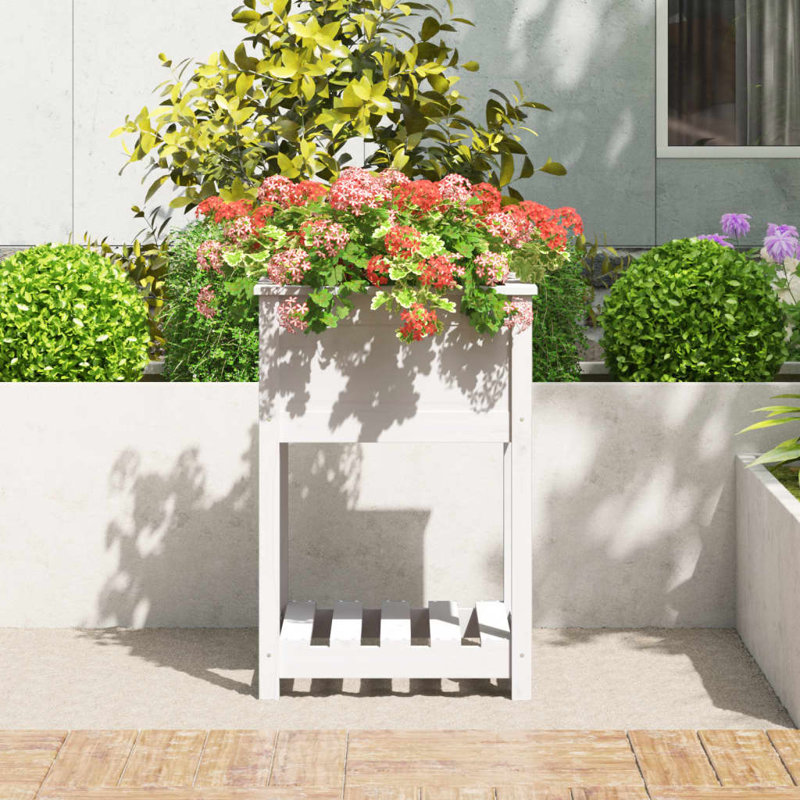 Aalap Wood Raised Garden Bed, White, 81cm H x 54cm W x 54cm D