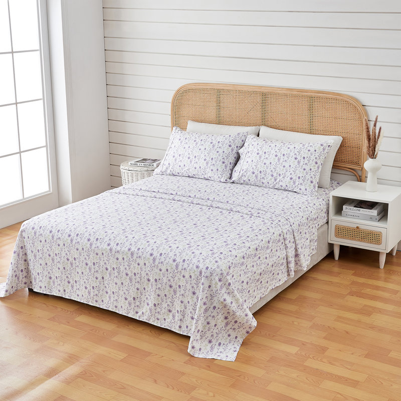 Lavender Floral Twin Microfiber Sheet Set