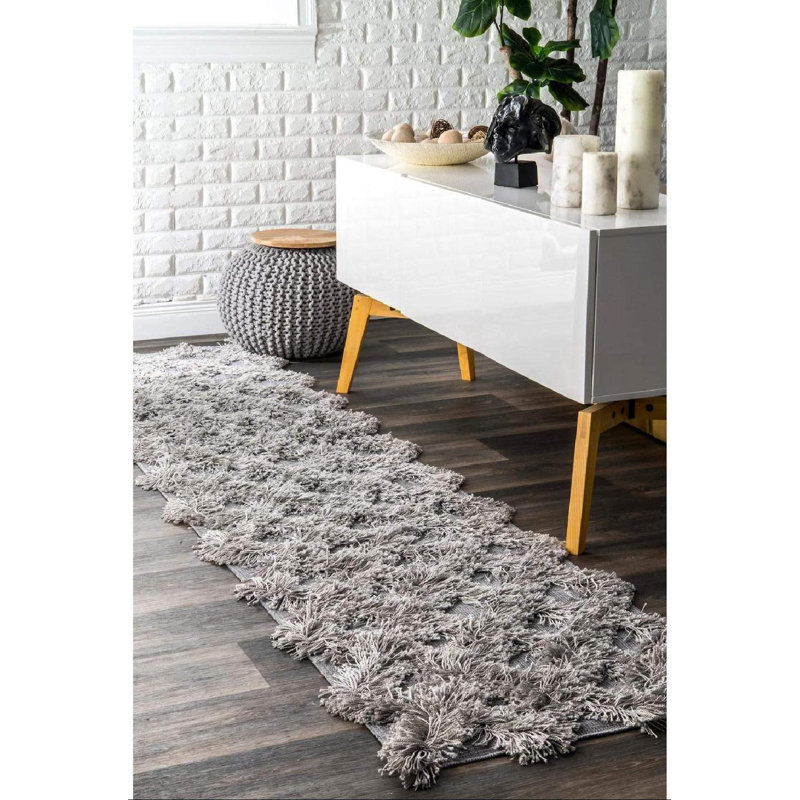 Tapis gris à motif géométrique Fresquez, Rectangle 4 pi x 6 pi