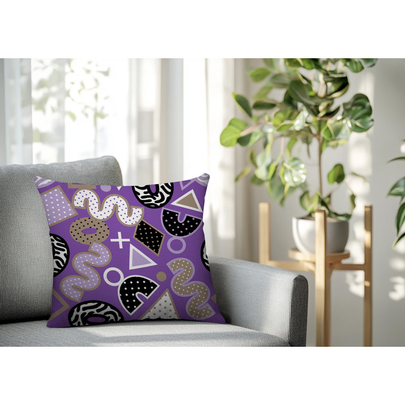 Oreiller carré réversible intérieur / extérieur Zyra, Carré 16 po, Mauve
