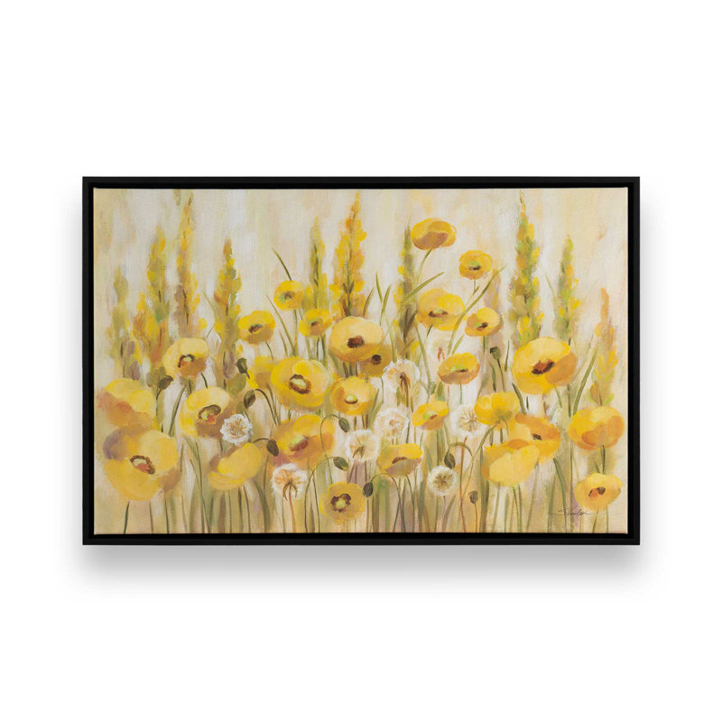 «Yellow Field» par Silvia Vassileva, reproduction d'art sur toile, Noir, Cadre flottant, H 24 po x l 36 po