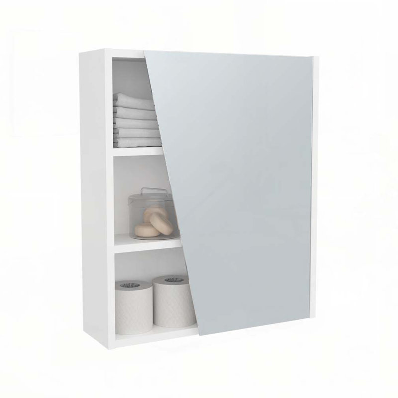 Medicine Cabinet with Mirrored Door and Open Storage