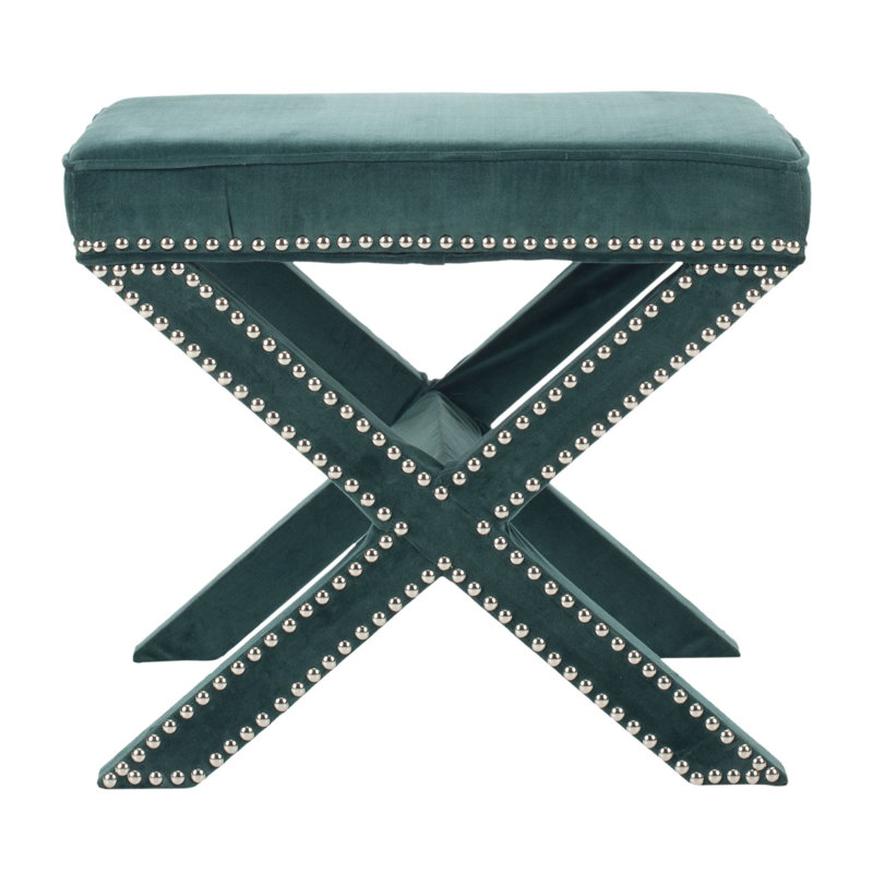 Nixon 20.5" Wide Velvet Square Standard Ottoman, Marine Cotton