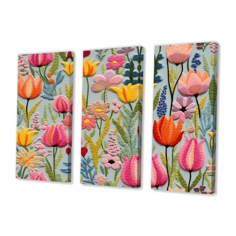 Egremont - Ensemble de décorations murales tulipes, Toile tendue, H 40 po x l 60 po x P 1 po