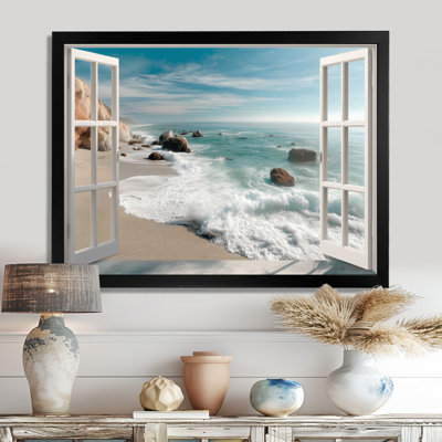 «Coastal Crystal Silence Windows Landscape», reproduction d'art sur toile, décor mural blanc bord de mer